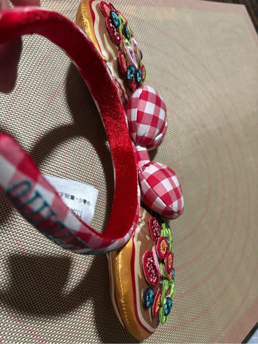 Disney Red Gingham Bow Headband with Colorful Donut Ears